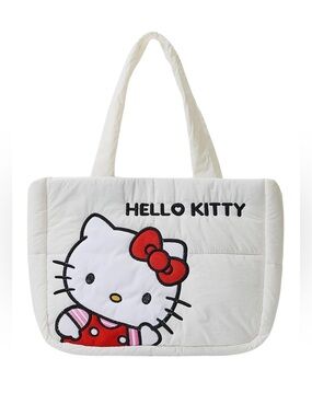 NEW Hello Kitty White Quilted Tote Bag with Red Accent